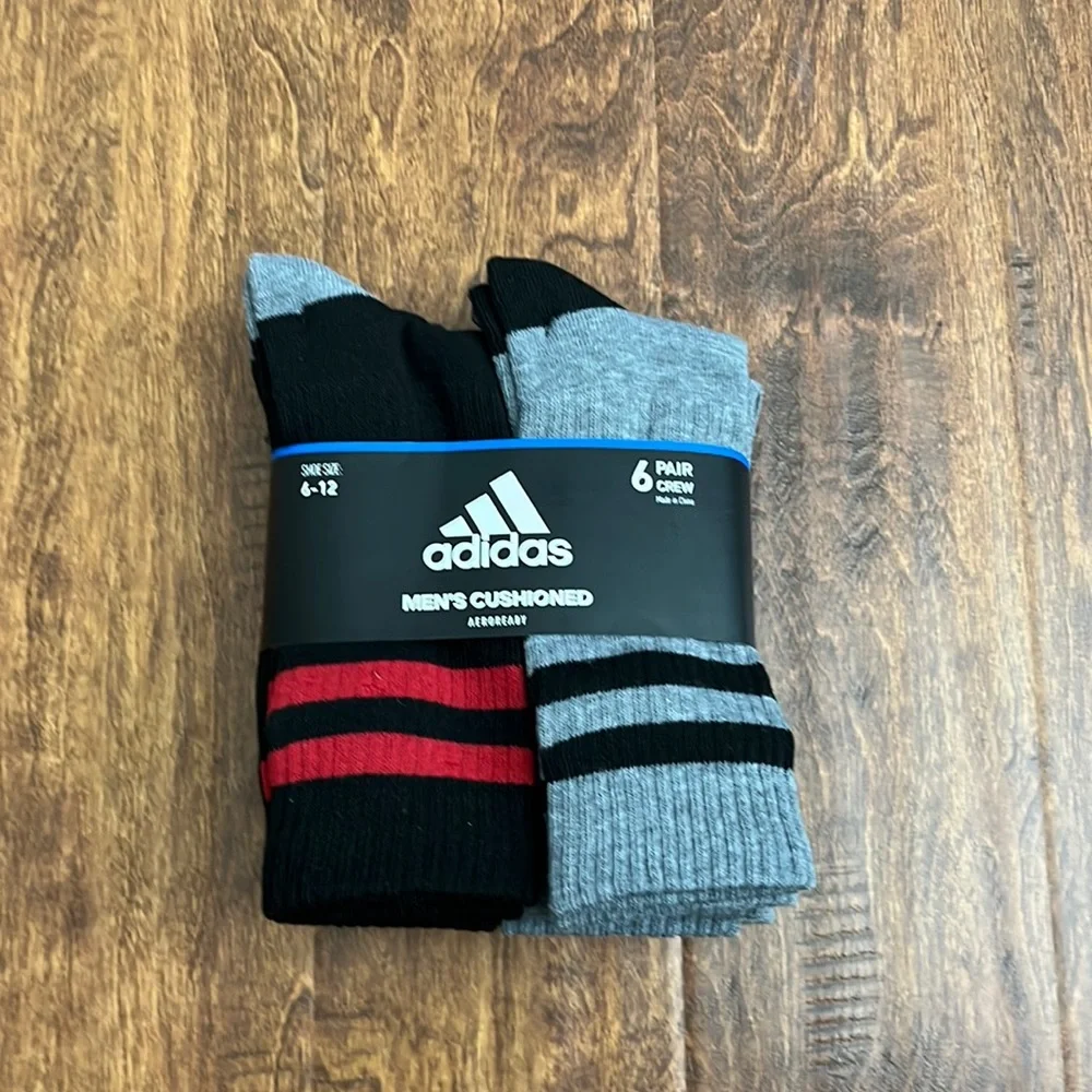 Adidas Crew Socks 6 pack Shoe Size 6 to 12